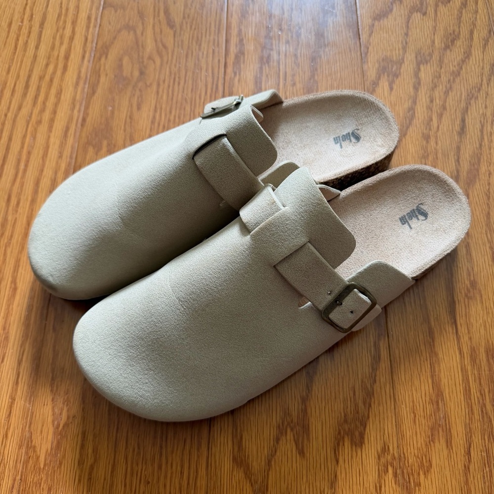 SHEIN Taupe Slip-On Buckle Clogs Slip on Shoes Men 44 10 brand new